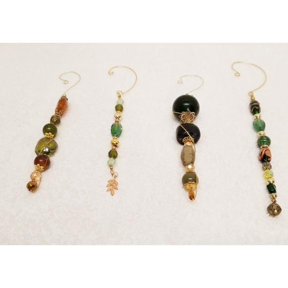 Four green and gold Christmas icicle ornaments c7 - Picture 2 of 9